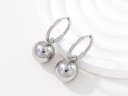 Argollas plateadas 2cm bolita colgante vacía 1.4cm