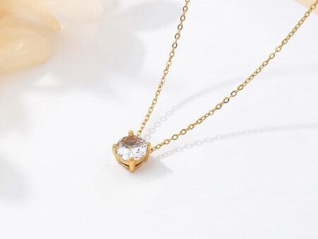 Collar dorado 45cm piedra blanca 7mm