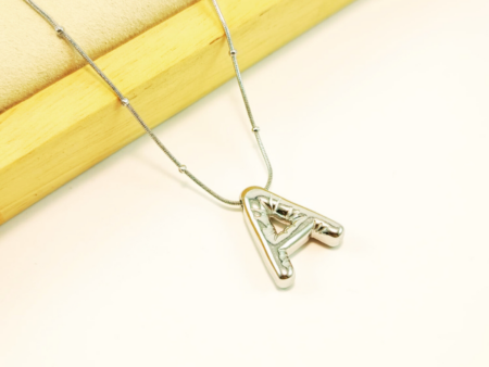 Collar plateado 45cm dije Chunky letra A 2cm