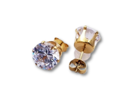 Aretes circonia 5mm base dorada