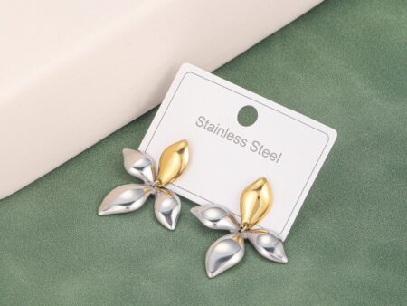 Aretes doble tono flor 3.4cm