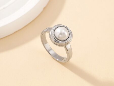 Anillo plateado perla blanca