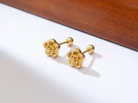Aretes dorados florecita 8mm cierre bolita
