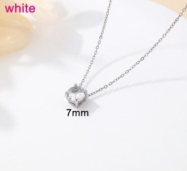 Collar plateado 45cm piedra blanca 7mm