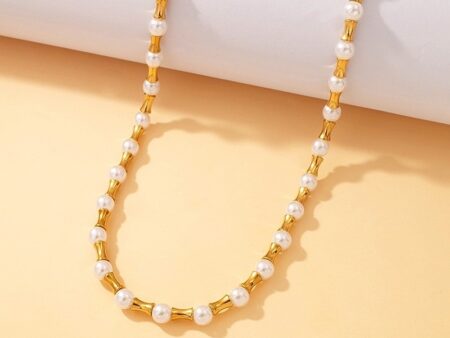 Collar dorado 48cm perlitas 6mm