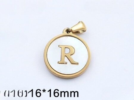 Cadena dorada dije nácar letra R