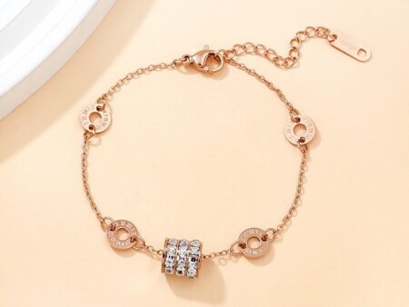 Pulsera RoseGold  roll pedrería blanca