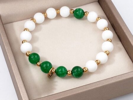 Pulsera piedras verdes y blancas