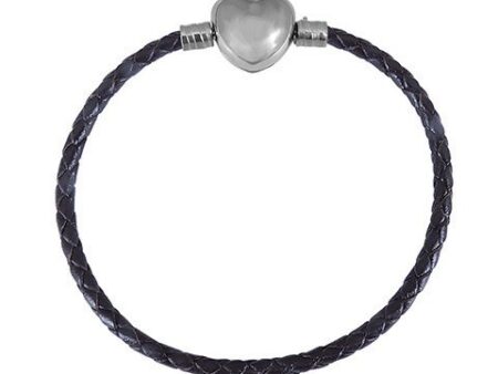 Pulsera 18cm cuerito negro cierre corazón