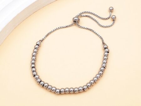 Pulsera plateada cuentas 4mm ajustable