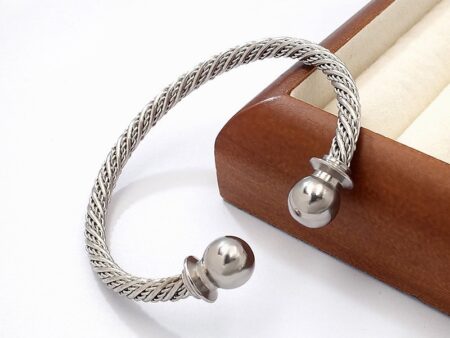 Brazalete plateado 6cm grueso entorchado