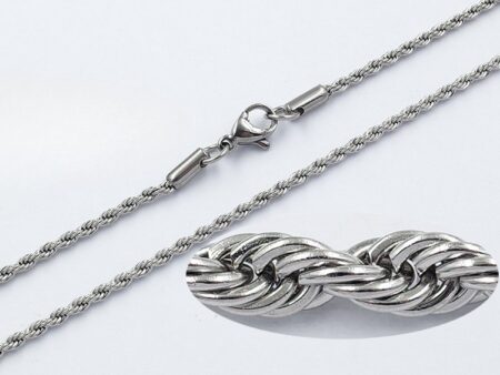 Cadena plateada entorchada 55cm*2mm