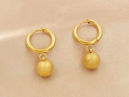 Argollitas doradas 2.5cm bolita brillante