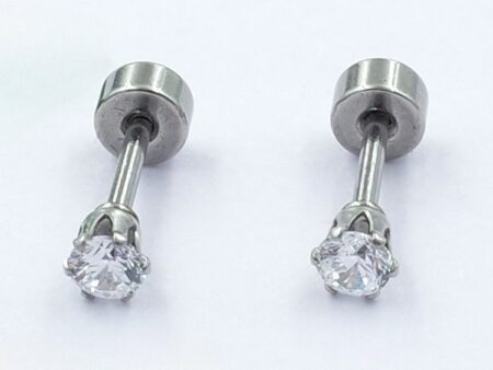 Aretes plateados circonia 3mm