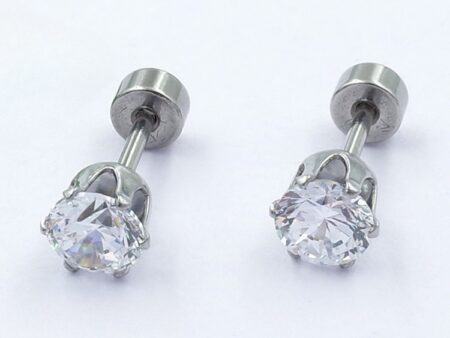 Aretes plateados circonia 5mm