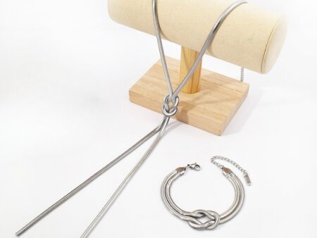 Set plateado Corbatero y Pulsera cadena 4mm