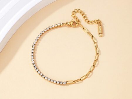 Pulsera dorada c/ pedrería blanca