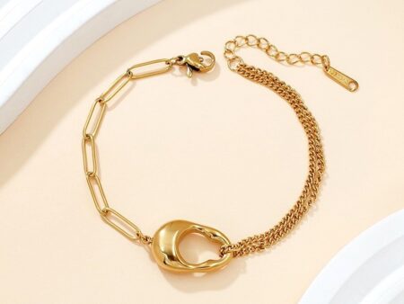 Pulsera dorada doble cadena dije al centro