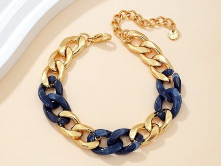 Pulsera gruesa eslabones dorado y azul