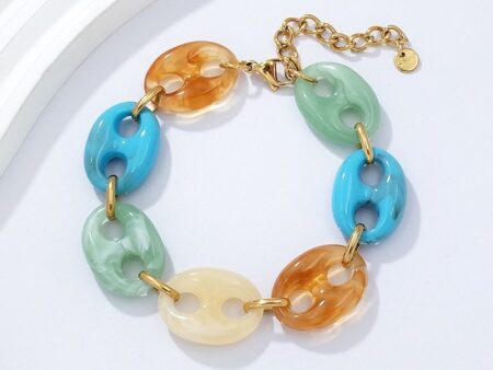 Pulsera gruesa eslabón colores turquesa