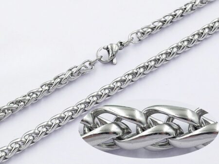 Cadena plateada 60cm*4mm trenzada