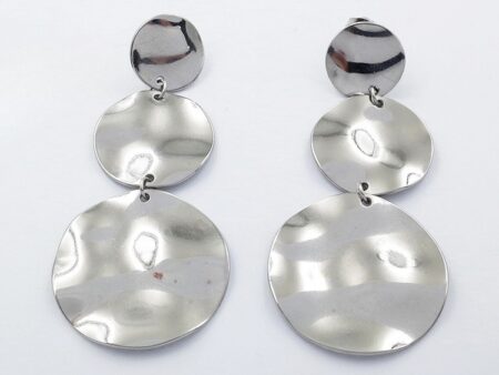 Aretes plateados largo 6.4cm 3 círculos