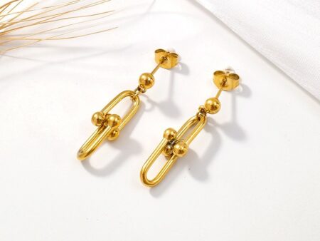 Aretes dorados 3cm eslabón herradura