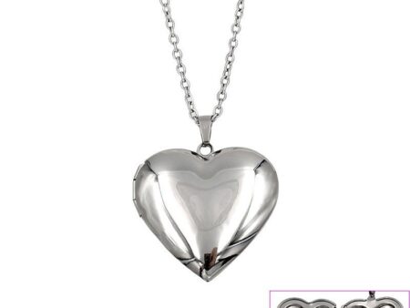Cadena dije relicario plateado corazón