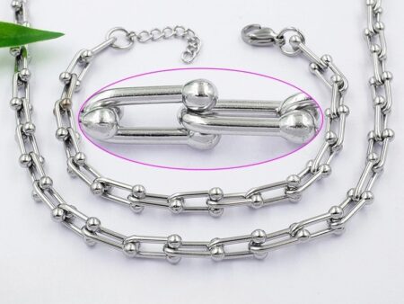 Set plateado Cadena y Pulsera eslabón T.Ffany