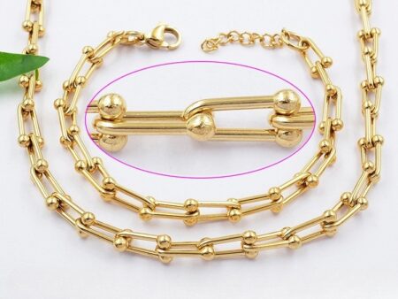 Set dorado Cadena y Pulsera eslabón T.Ffany