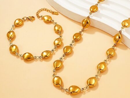 Set dorado collar45cm y pulsera gotas 4mm