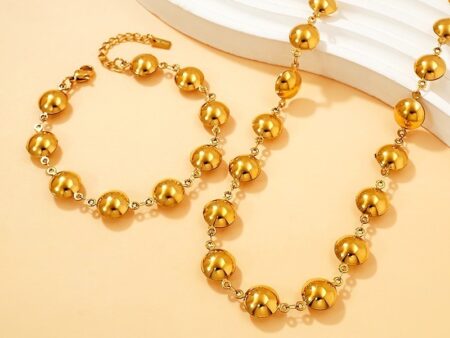 Set dorado collar 45cm y pulsera botón 4mm