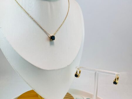 Set dorado Gargantilla y argollas circonia negra