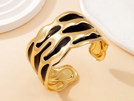 Brazalete dorado abierto grueso c/negro