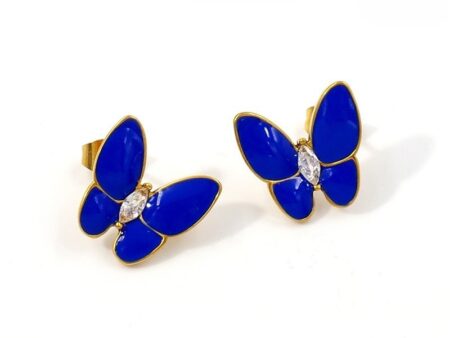 Aretes 1.5cm mariposa azul