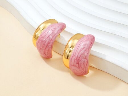 Aretes dorados c/rosa 2.7cm