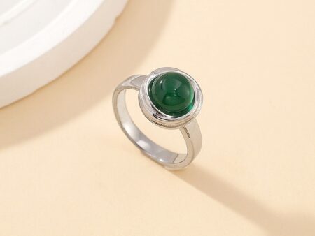 Anillo plateado piedra verde
