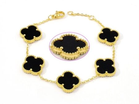 Pulsera dorada alhambras 1.5cm negras