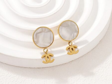 Aretes dorados 2.5cm nácar y dije CH_nel