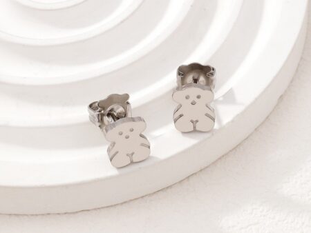 Aretes plateados 1cm Osito
