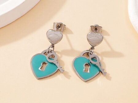 Aretes plateados candado celeste T:FfanY