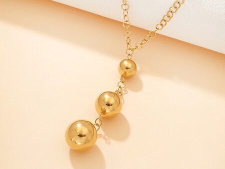 Collar dorado 45cm dije bolitas colgantes