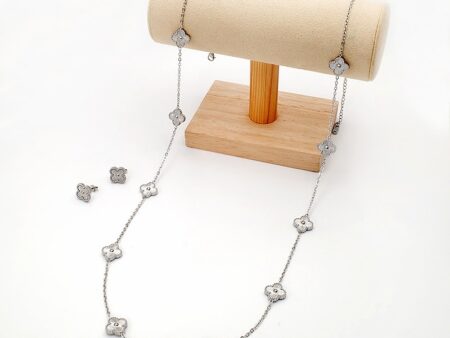 Set plateado collar 80cm dijes y aretes 1.3cm