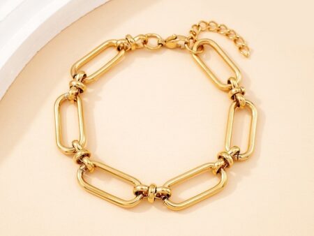 Pulsera dorada eslabones alargados 1cm
