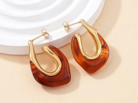 Aretes dorados 3.5cm acrílido ocre