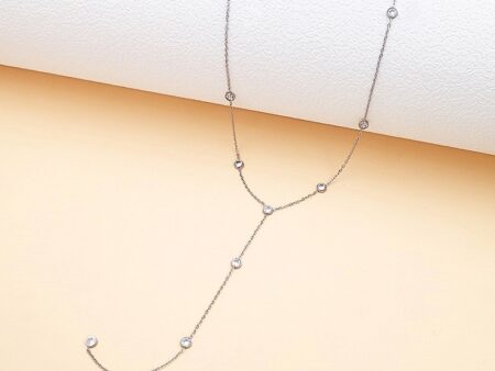 Collar plateado 55cm fina pedrería