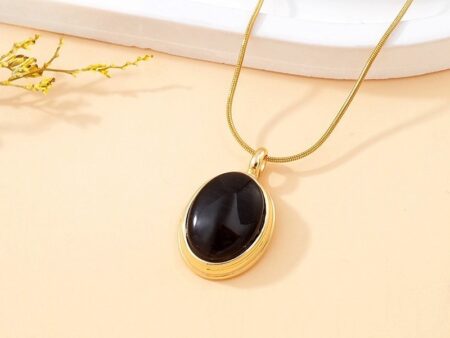 Collar dorado 40cm dije piedra negra