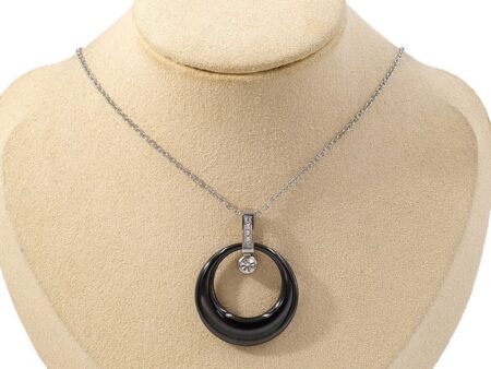 Collar plateado dije negro cerámica