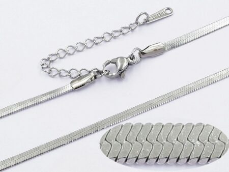 Cadena plateada 40cm. Eslabón plano 2.5mm