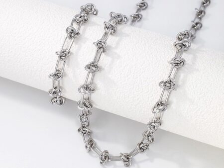 Set plateado collar 55cm y pulsera nudido